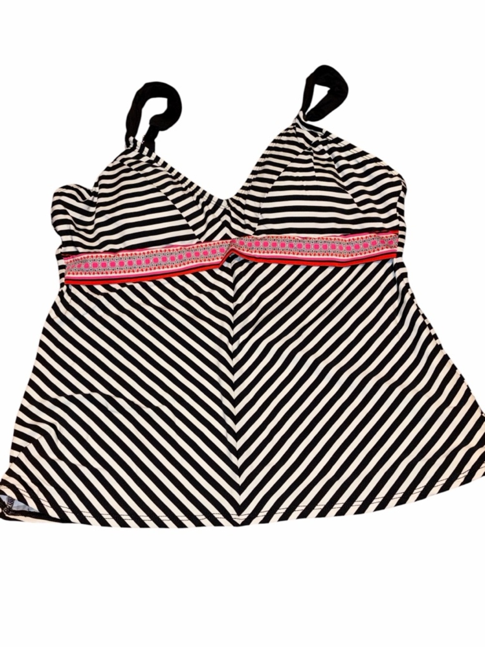 Gibson Latimer Black & White Striped Tankini with Pink Band - Picture 2 of 7